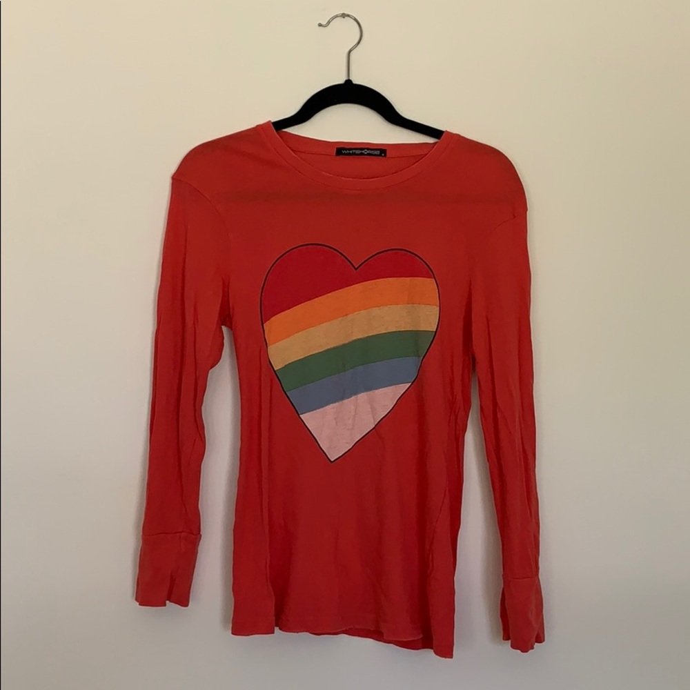 Red rainbow heart long sleeve